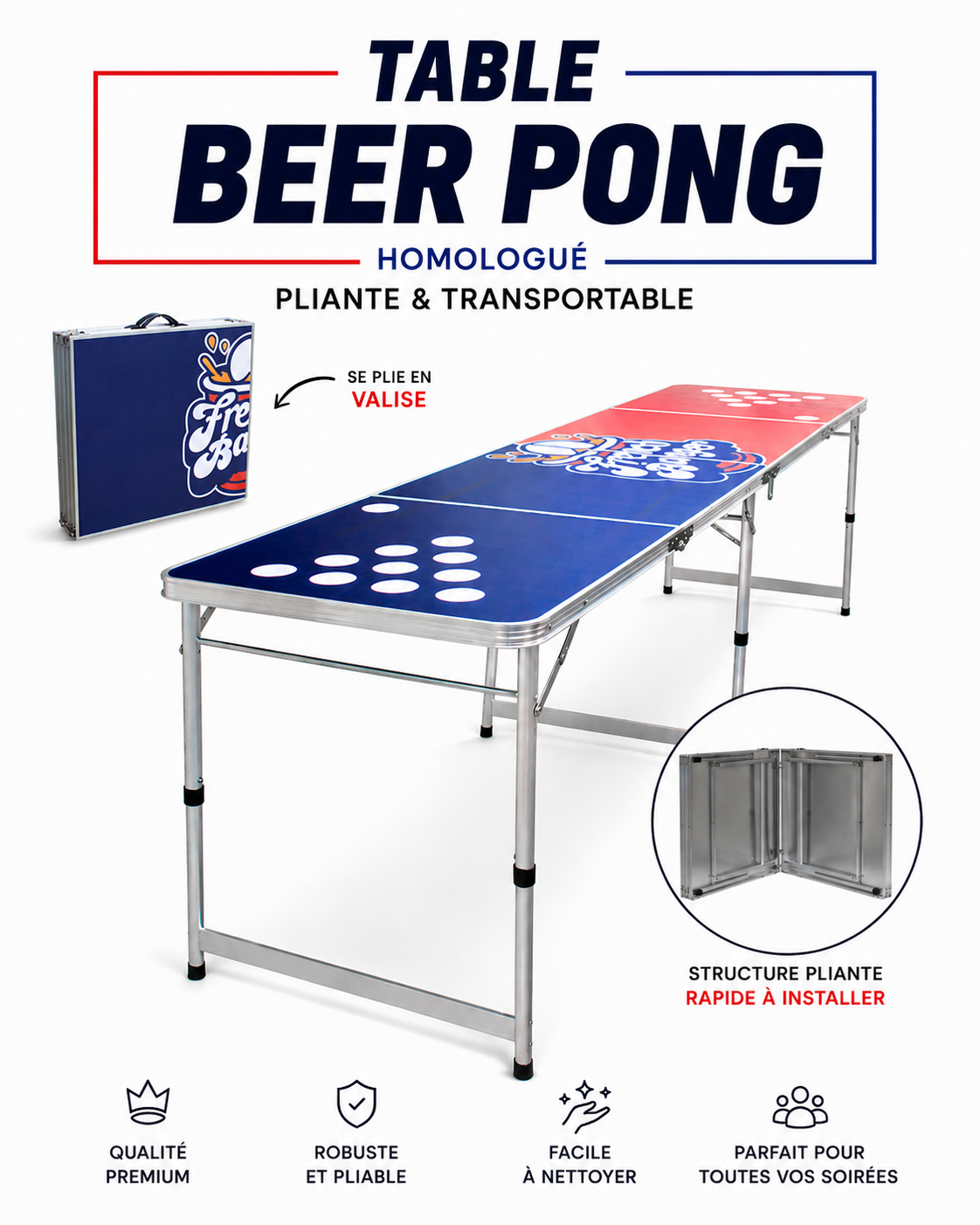 Table de Beer Pong Officielle 🏆- World Series Homologuée